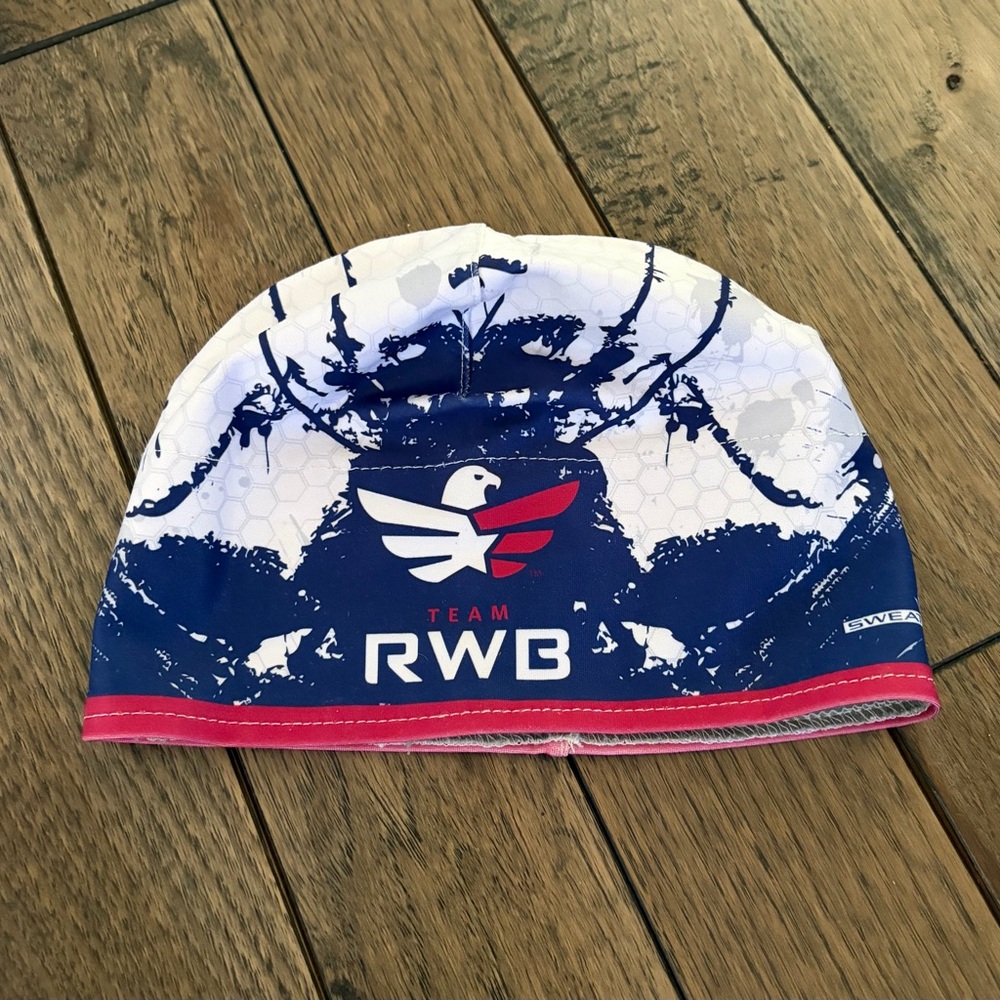 Blue and White Beanie/Skull Cap by SweatVac